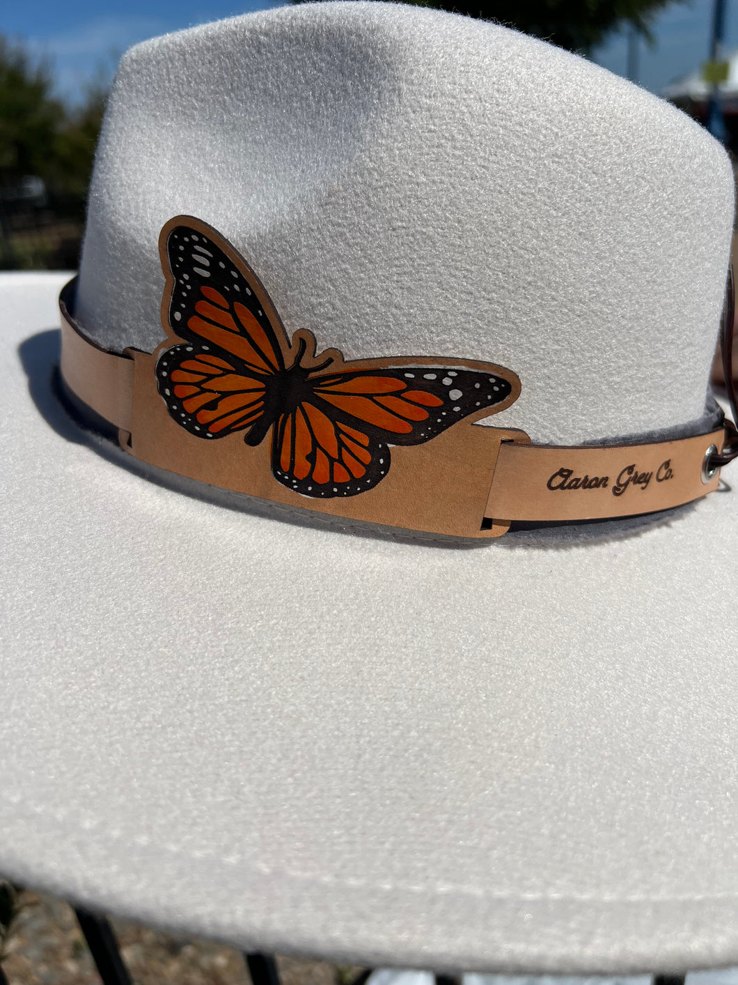 Monarch Butterfly Leather Hat Band