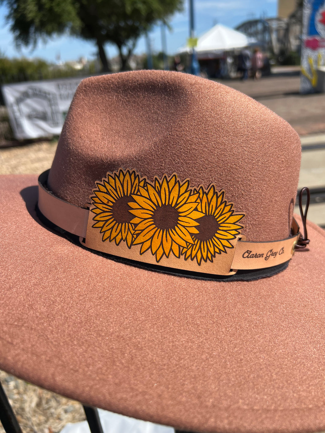 Sunflower Leather Hat Band