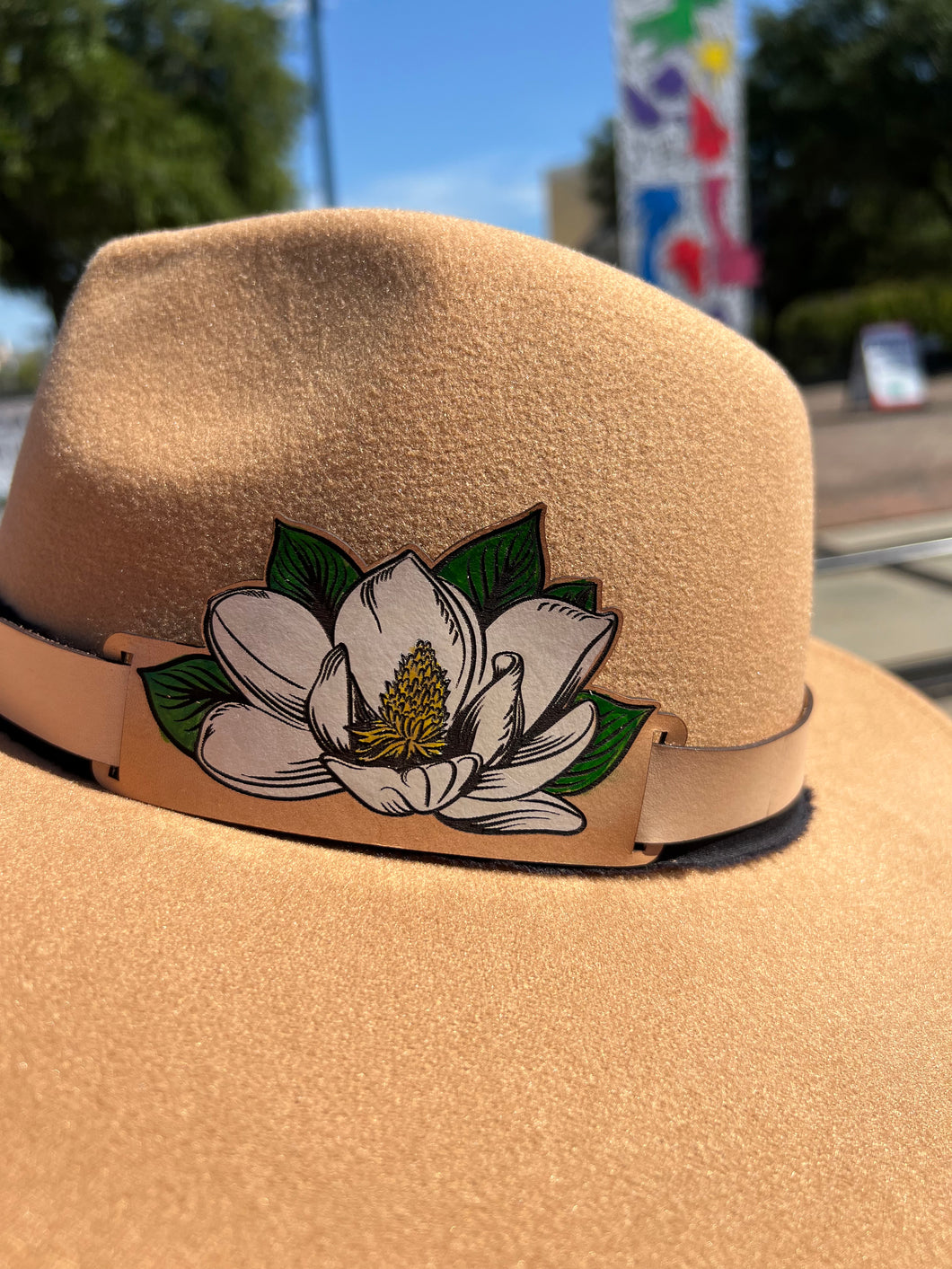 Magnolia Leather Hat Bandw