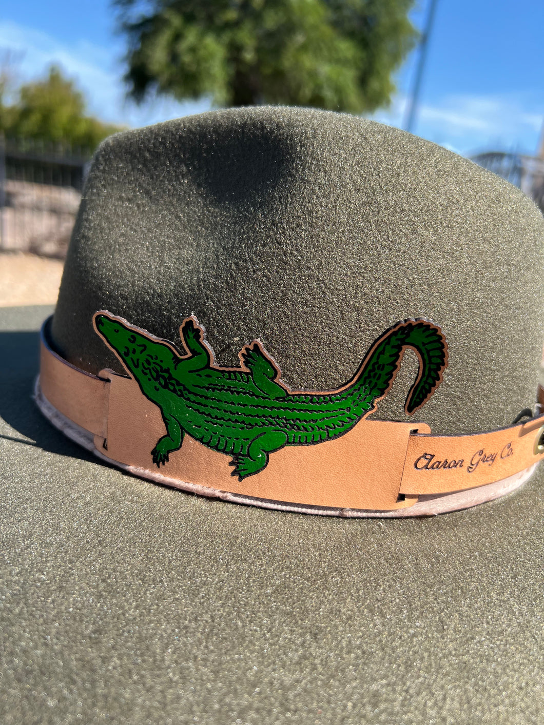 Gator Leather Hat Bandw
