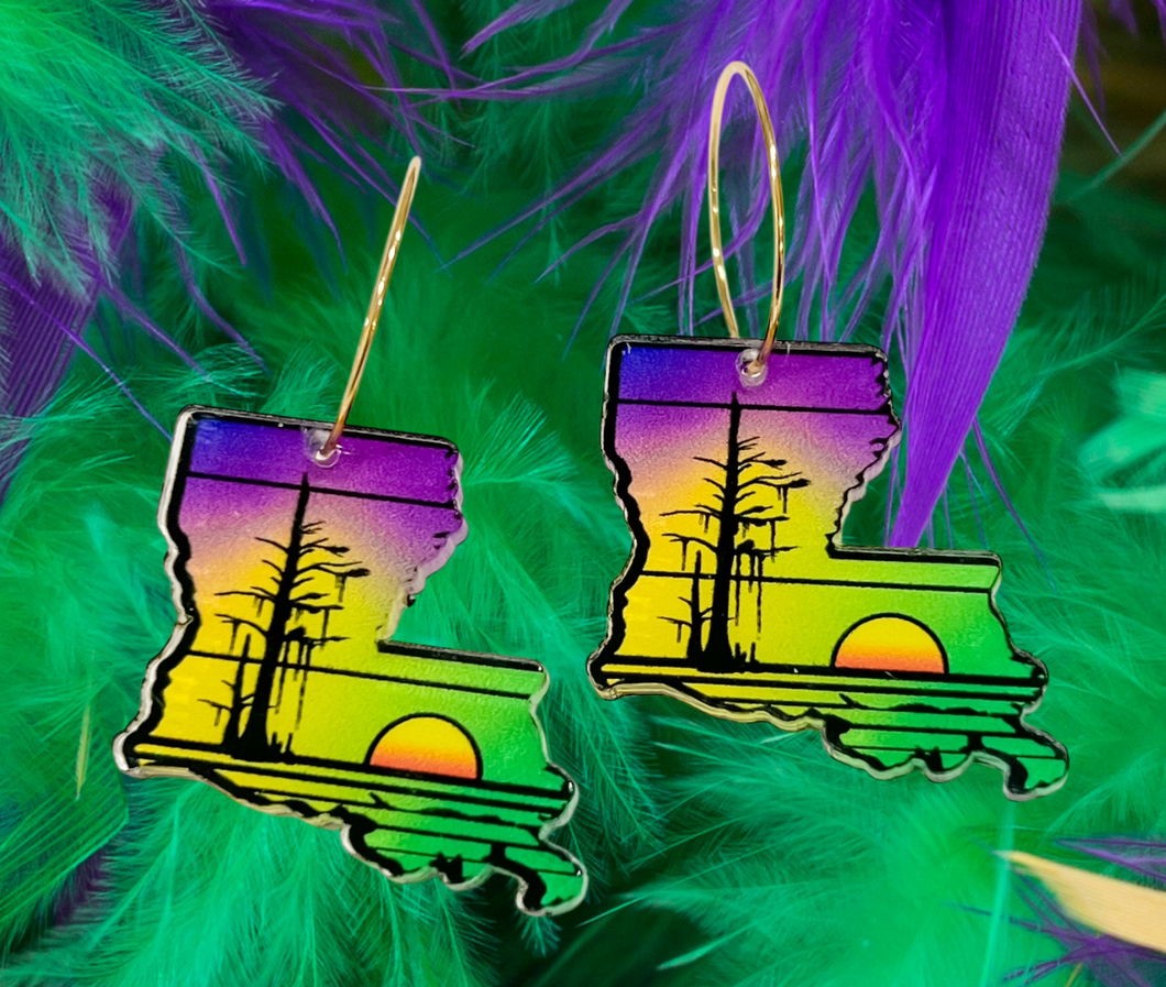 Louisiana Mardi Gras Earrings